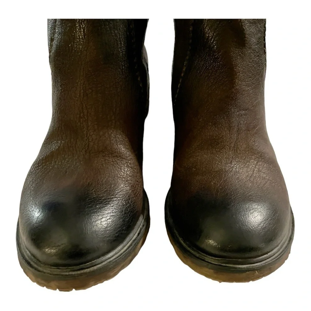 Pakros Distressed Leather Sherpa Trim Mukluk Boots Brown Sz EU 39 (US 9M)